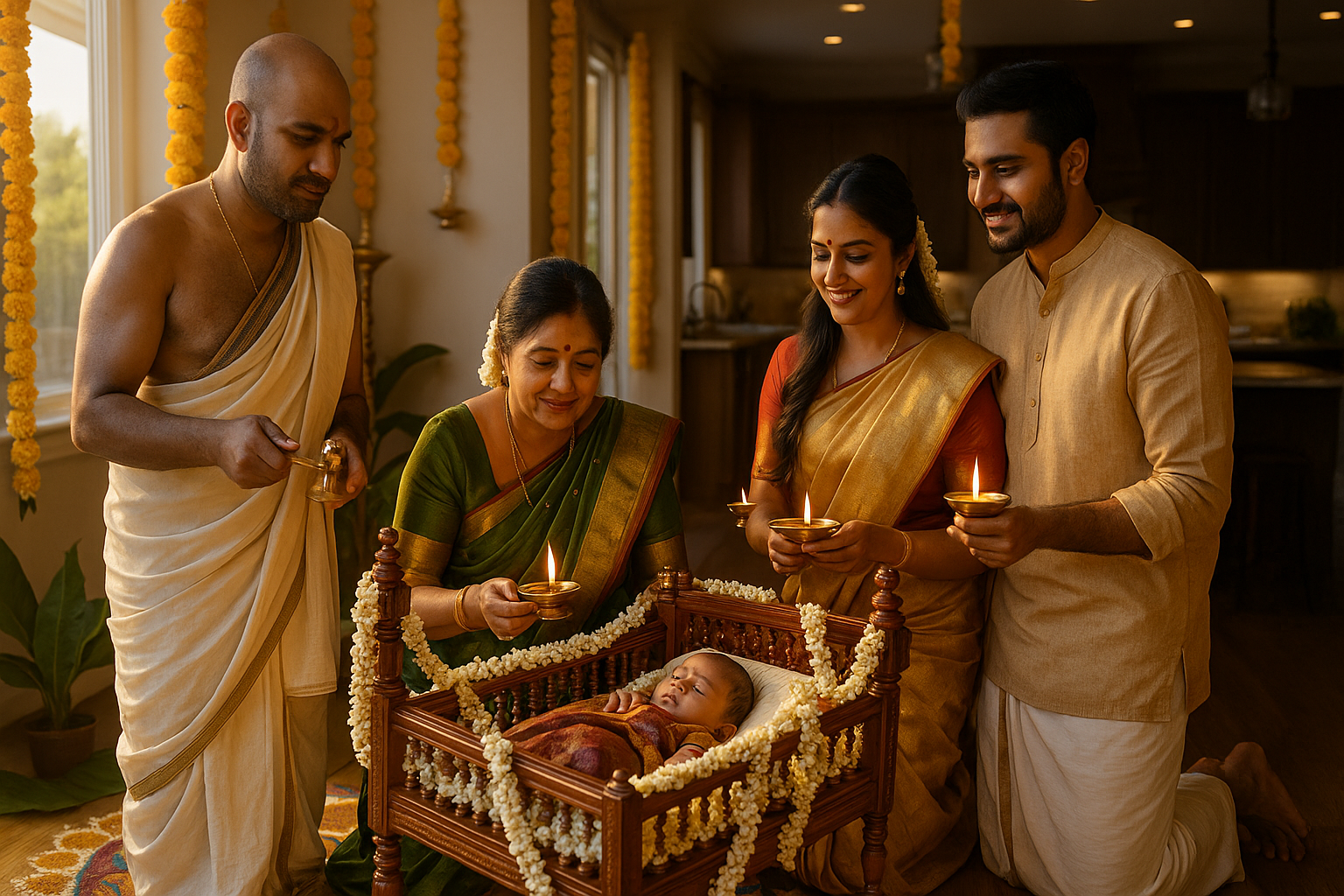 Family performing Namkaran ceremony