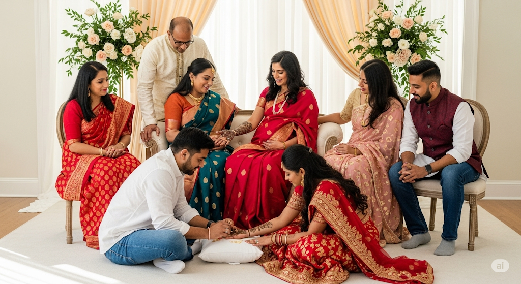 Seemantham celebration in South Indian style